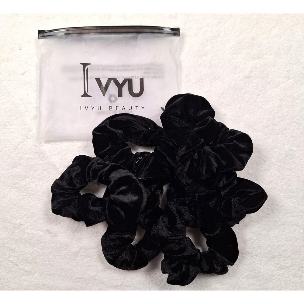 Hair Scrunchies Black Velvet 4\" Lot of 6